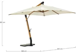 Casa Padrino Luxus Ampelschirm mit Ständer Braun / Schwarz / Creme 400 x 300 x H. 320 cm - Garten Sonnenschirm - Terrassen Sonnenschirm - Balkon Sonnenschirm - Garten Terrassen Balkon Accessoires
