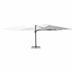 Casa Padrino Luxus Ampelschirm mit Ständer Anthrazit / Hellgrau 400 x 300 x H. 260 cm