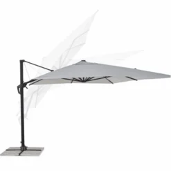 Casa Padrino Luxus Ampelschirm mit Ständer Anthrazit / Hellgrau 400 x 300 x H. 260 cm