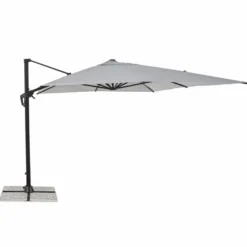 Casa Padrino Luxus Ampelschirm mit Ständer Anthrazit / Hellgrau 400 x 300 x H. 260 cm