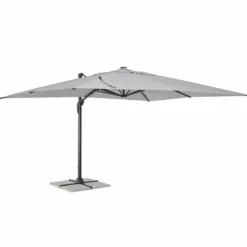 Casa Padrino Luxus Ampelschirm mit Ständer Anthrazit / Hellgrau 400 x 300 x H. 260 cm