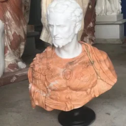Casa Padrino Luxus Antik Stil Marmor Büste Römer Weiß / Orange / Schwarz H. 80 cm