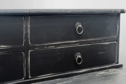 Casa Padrino Luxus Antik Stil Sekretär Schreibtisch Massivholz England Vintage Wood Distressed Matt Black 180 x 75 x 103 cm