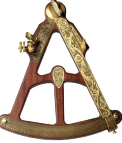 Casa Padrino Luxus Antik Stil Sextant Braun / Messing 27,5 x 6,5 x H. 32 cm - Seefahrer Winkelmesser - Nautisches Messinstrument - Seefahrer Deko Accessoires - Luxus Antik Stil Deko Accessoires