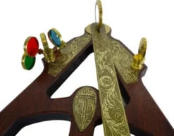 Casa Padrino Luxus Antik Stil Sextant Braun / Messing 27,5 x 6,5 x H. 32 cm - Seefahrer Winkelmesser - Nautisches Messinstrument - Seefahrer Deko Accessoires - Luxus Antik Stil Deko Accessoires