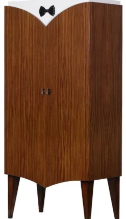 Casa Padrino Luxus Art Deco Barschrank Braun / Weiß / Schwarz 80 x 45 x H. 170 cm - Massivholz Weinschrank - Bar Möbel - Hotel Möbel - Luxus Qualität