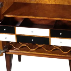 Casa Padrino Luxus Art Deco Barschrank Braun / Weiß / Schwarz 80 x 45 x H. 170 cm - Massivholz Weinschrank - Bar Möbel - Hotel Möbel - Luxus Qualität