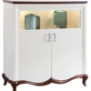 Casa Padrino Luxus Art Deco Barschrank Weiß / Dunkelbraun 114 x 46,5 x H. 123 cm - Beleuchteter Wohnzimmerschrank mit 2 Türen