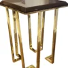 Casa Padrino Luxus Art Deco Beistelltisch Dunkelbraun / Gold 50 x 50 x H. 68 cm - Art Deco Wohnzimmer Möbel