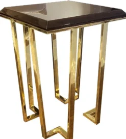Casa Padrino Luxus Art Deco Beistelltisch Dunkelbraun / Gold 50 x 50 x H. 68 cm - Art Deco Wohnzimmer Möbel