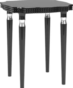 Casa Padrino Luxus Art Deco Beistelltisch Schwarz / Silber 52 x 52 x H. 65 cm - Edler Massivholz Tisch - Art Deco Wohnzimmer Möbel
