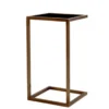 Casa Padrino Luxus Art Deco Beistelltisch - Antik Messing, Schwarzes Glas, 33 x 33 x H. 60 cm