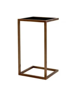 Casa Padrino Luxus Art Deco Beistelltisch - Antik Messing, Schwarzes Glas, 33 x 33 x H. 60 cm