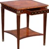 Casa Padrino Luxus Art Deco Beistelltisch Naturfarben / Braun Intarsien / Silber / Antik Messing 61 x 61 x H. 77 cm - Quadratischer Massivholz Tisch mit Schublade - Luxus Art Deco Wohnzimmer Möbel