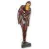 Casa Padrino Luxus Art Deco Bronzefigur Mephisto Weinrot / Elfenbein 19,3 x 21 x H. 74,2 cm - Große Bronze Skulptur mit Marmorsockel - Barock & Art Deco Deko