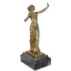 Casa Padrino Luxus Art Deco Bronzefigur Tänzerin Salome Bronze / Schwarz 16,4 x 18 x H. 36,4 cm - Bronze Skulptur mit Marmorsockel - Tänzerin Deko Figur - Jugendstil Deko