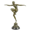 Casa Padrino Luxus Art Deco Bronzefigur Tänzerin Con Brio Bronze / Schwarz 14,1 x 34,9 x H. 45,2 cm - Bronze Skulptur mit Marmorsockel - Tänzerin Deko Figur - Art Deco Deko