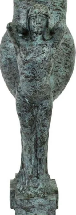 Casa Padrino Luxus Art Deco Bronze Skulptur Frauen mit Vase Türkis / Schwarz 49 x 23,5 x H. 68 cm - Elegante Bronzefigur mit Blumenvase - Schreibtisch Deko - Wohnzimmer Deko - Luxus Kollektion