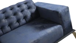 Casa Padrino Luxus Art Deco Chesterfield Wohnzimmer Set Schwarz / Blau / Weiß - 2 Sofas & 2 Drehsessel & 1 Couchtisch - Edle Wohnzimmer Möbel