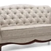 Casa Padrino Luxus Art Deco Chesterfield Wohnzimmer Sofa Greige / Dunkelbraun 206 x 90 x H. 98 cm - Wohnzimmermöbel