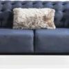 Casa Padrino Luxus Art Deco Chesterfield Sofa Blau / Grau / Schwarz / Messingfarben 236 x 99 x H. 86 cm - Edles Wohnzimmer Sofa mit dekorativen Kissen - Luxus Qualität