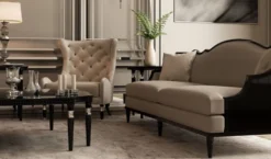 Casa Padrino Luxus Art Deco Chesterfield Ohrensessel Grau / Schwarz / Silber 90 x 75 x H. 105 cm - Wohnzimmer Sessel - Luxus Qualität