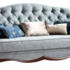 Casa Padrino Luxus Art Deco Chesterfield Wohnzimmer Sofa Vintage Blau / Dunkelbraun 206 x 90 x H. 98 cm - Wohnzimmermöbel