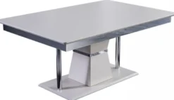Casa Padrino Luxus Art Deco Couchtisch Weiß / Grau / Silber 102 x 70 x H. 47 cm - Rechteckiger Wohnzimmertisch - Luxus Wohnzimmer Möbel