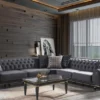 Casa Padrino Luxus Art Deco Couchtisch Grau / Gold 110 x 70 x H. 42 cm - Edler Massivholz Wohnzimmertisch - Wohnzimmer Möbel