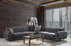 Casa Padrino Luxus Art Deco Couchtisch Grau / Gold 110 x 70 x H. 42 cm - Edler Massivholz Wohnzimmertisch - Wohnzimmer Möbel