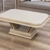 Casa Padrino Luxus Art Deco Couchtisch Cremefarben / Gold - Handgefertigter Massivholz Wohnzimmertisch - Art Deco Wohnzimmer Möbel