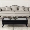 Casa Padrino Luxus Art Deco Couchtisch mit Glasplatte Schwarz - Made in Italy