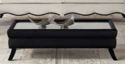 Casa Padrino Luxus Art Deco Couchtisch mit Glasplatte Schwarz - Made in Italy