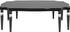 Casa Padrino Luxus Art Deco Couchtisch Schwarz / Silber 130 x 130 x H. 45 cm - Edler Wohnzimmertisch mit 8 Tischbeinen - Art Deco Wohnzimmer Möbel