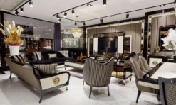 Casa Padrino Luxus Art Deco Couchtisch Schwarz / Cremefarben / Gold - Prunkvoller Massivholz Wohnzimmertisch - Luxus Art Deco Wohnzimmer Möbel