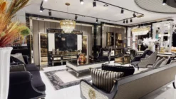 Casa Padrino Luxus Art Deco Couchtisch Schwarz / Cremefarben / Gold - Prunkvoller Massivholz Wohnzimmertisch - Luxus Art Deco Wohnzimmer Möbel