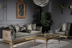Casa Padrino Luxus Art Deco Couchtisch Beige / Gold 120 x 80 x H. 45 cm - Massivholz Wohnzimmertisch - Art Deco Wohnzimmer Möbel