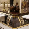 Casa Padrino Luxus Art Deco Couchtisch Braun / Gold - Rechteckiger Wohnzimmertisch - Wohnzimmer Möbel - Art Deco Möbel - Luxus Möbel - Luxus Einrichtung - Wohnzimmer Einrichtung