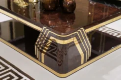 Casa Padrino Luxus Art Deco Couchtisch Braun / Gold - Rechteckiger Wohnzimmertisch - Wohnzimmer Möbel - Art Deco Möbel - Luxus Möbel - Luxus Einrichtung - Wohnzimmer Einrichtung