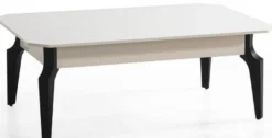 Casa Padrino Luxus Art Deco Couchtisch Weiß / Schwarz 110 x 70 x H. 42 cm - Edler Massivholz Wohnzimmertisch - Wohnzimmer Möbel