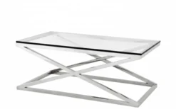 Casa Padrino Luxus Art Deco Designer Couchtisch - Wohnzimmer Tisch aus Edelstahl und Glas - 120 x 70 x H. 47 cm