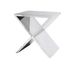 Casa Padrino Luxus Art Deco Designer Beistelltisch, polierter Stahl und Glas, 46 x 56 x H. 59 cm
