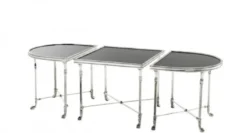 Casa Padrino Luxus Art Deco Designer Beistelltisch 3er Set - Antik Silber / Schwarzes Glas - 136 x 55 x H. 43 cm