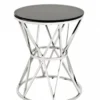 Casa Padrino Luxus Art Deco Designer Beistelltisch - Edelstahl poliert / schwarzes Glas - 44 x H. 55 cm