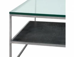 Casa Padrino Luxus Art Deco Designer Couchtisch - Quadratischer Salon Tisch in schwarzem Nickel und Eichen Furnier, 90 x 90 x H. 38 cm