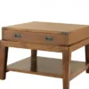 Casa Padrino Luxus Art Deco Designer Beistelltisch aus Eichenholz und Zink, Antik Eiche / Antik Messing, 67,5 x 67,5 x H. 50,5 cm