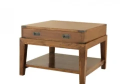 Casa Padrino Luxus Art Deco Designer Beistelltisch aus Eichenholz und Zink, Antik Eiche / Antik Messing, 67,5 x 67,5 x H. 50,5 cm