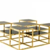 Casa Padrino Luxus Art Deco Designer Couchtisch Gold mit schwarzer Glasplatte - 120 x 120 x H. 42 cm