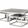Casa Padrino Luxus Art Deco Designer Couchtisch 5er Set - Rauchglas - Polierter rostfreier Stahl - 100 x 100 x H. 40 cm / 48 x 48 x H. 33 cm