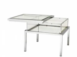 Casa Padrino Luxus Art Deco Designer Beistelltisch - Edelstahl und Spiegelglas - 65 x 65 x H. 55,5 cm
